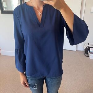 J. Crew Blue Bell Sleeve Top Small Petite